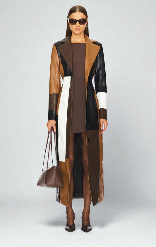 Maria | Mosaic Leather Coat