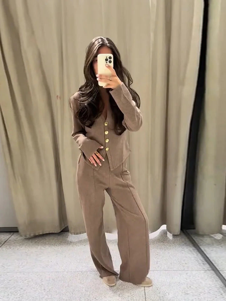 Knit Women's Cardigan 2 Pieces Set Women