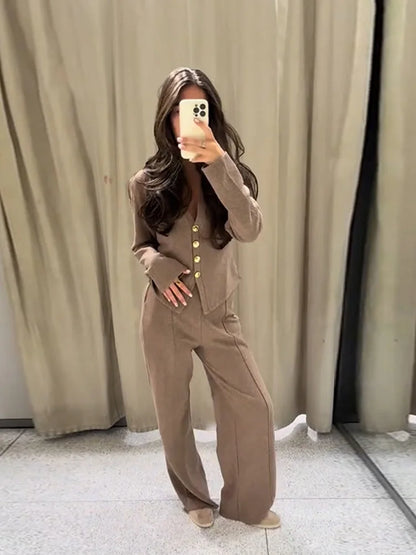 Knit Women's Cardigan 2 Pieces Set Women