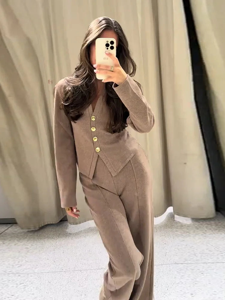 Knit Women's Cardigan 2 Pieces Set Women