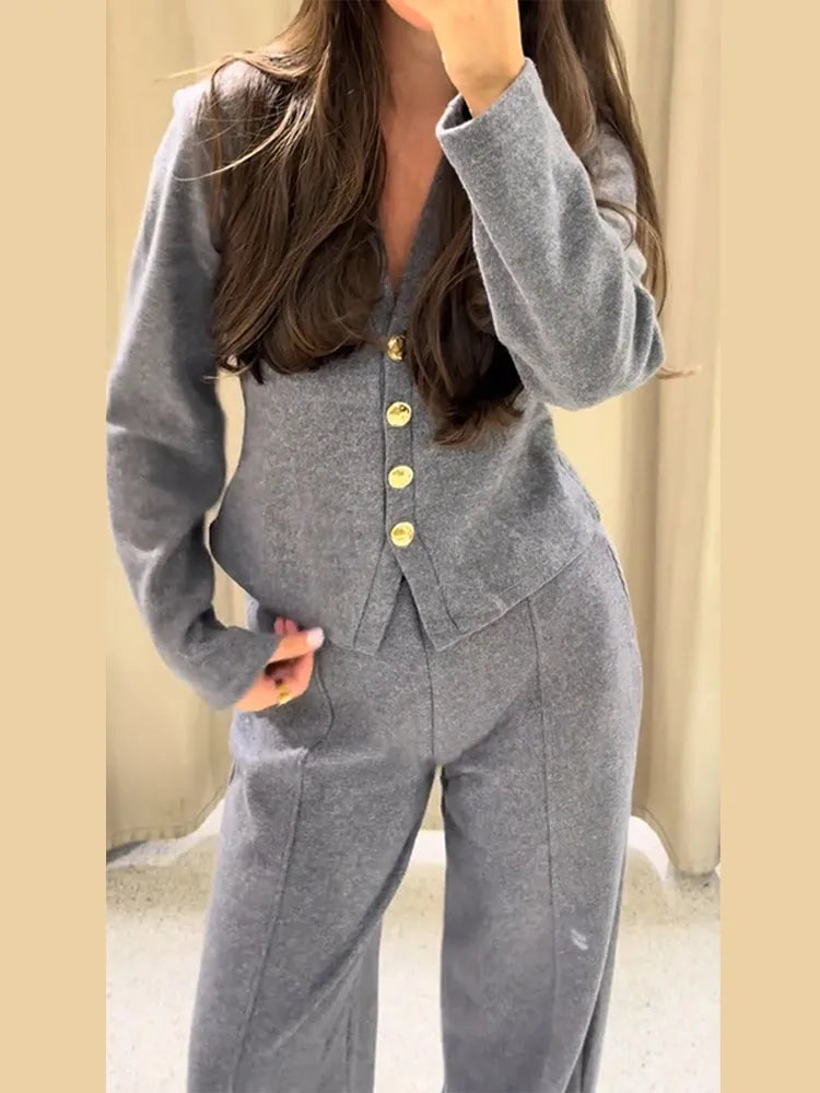 Knit Women's Cardigan 2 Pieces Set Women