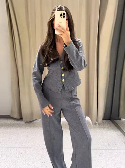 Knit Women's Cardigan 2 Pieces Set Women