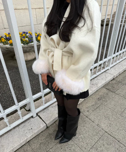 Elysée Fur‑Edged Wool Coat