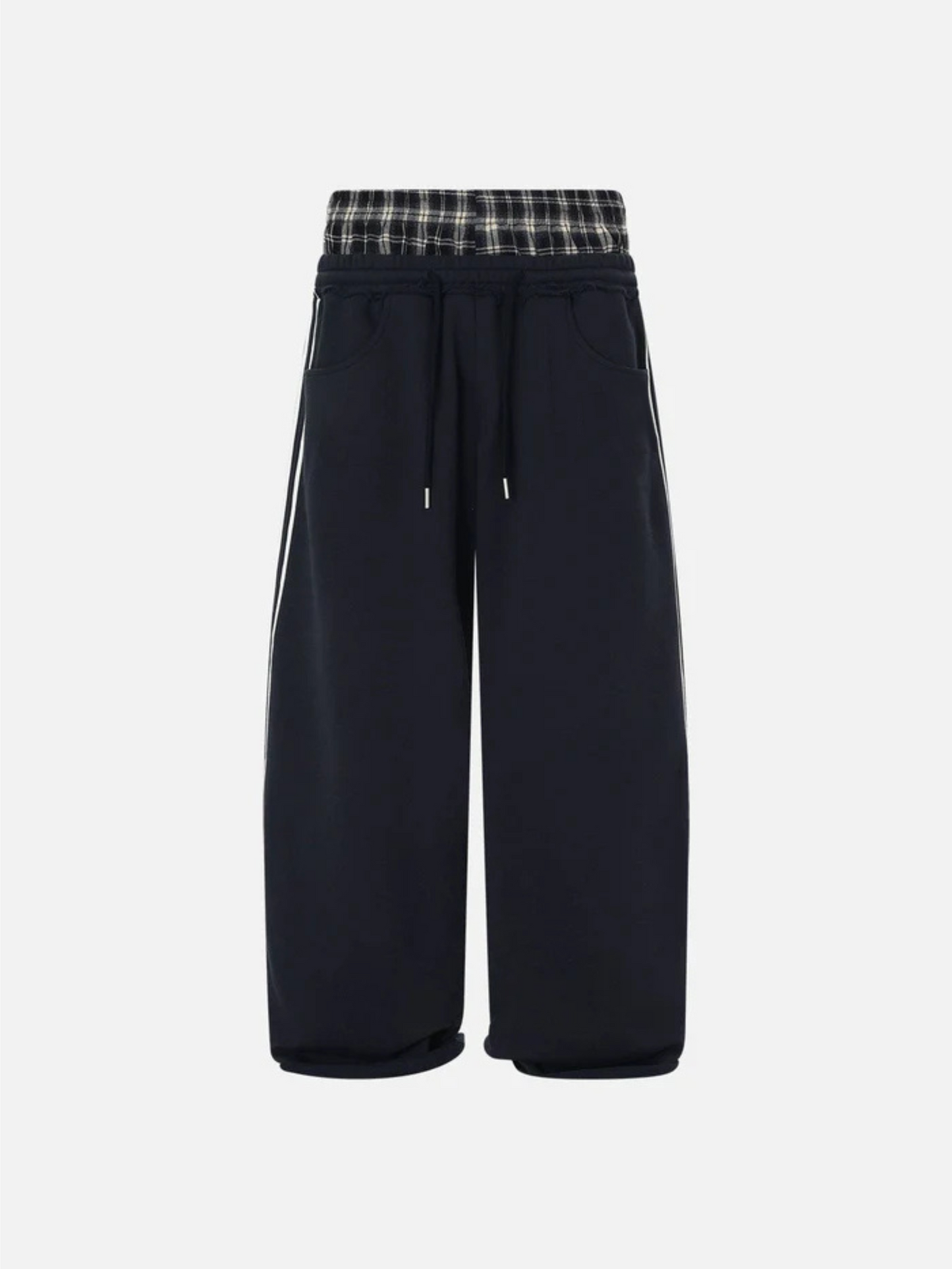 Checkered Sweatpants with Double Waistband