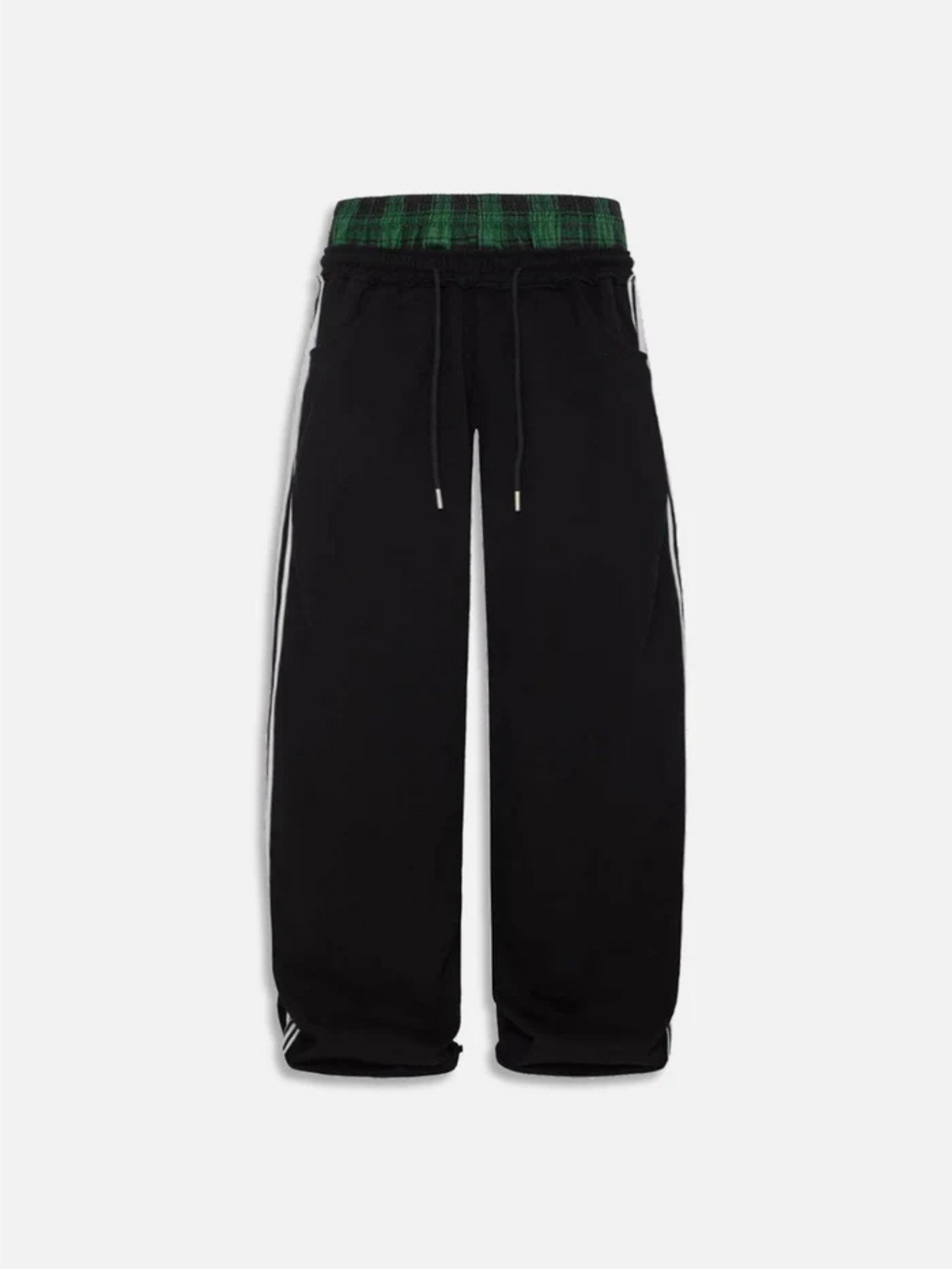 Checkered Sweatpants with Double Waistband