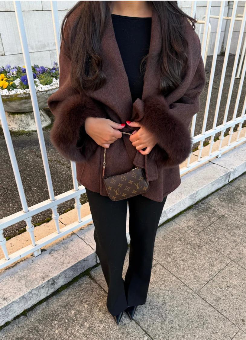 Elysée Fur‑Edged Wool Coat