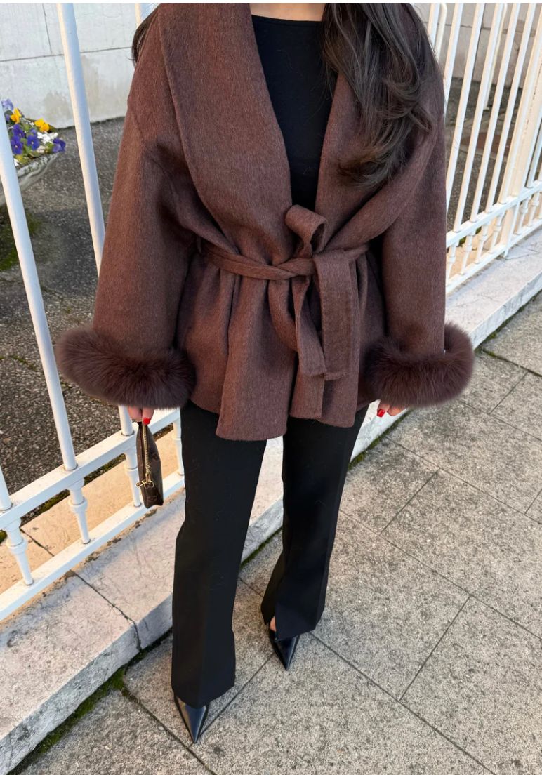 Elysée Fur‑Edged Wool Coat