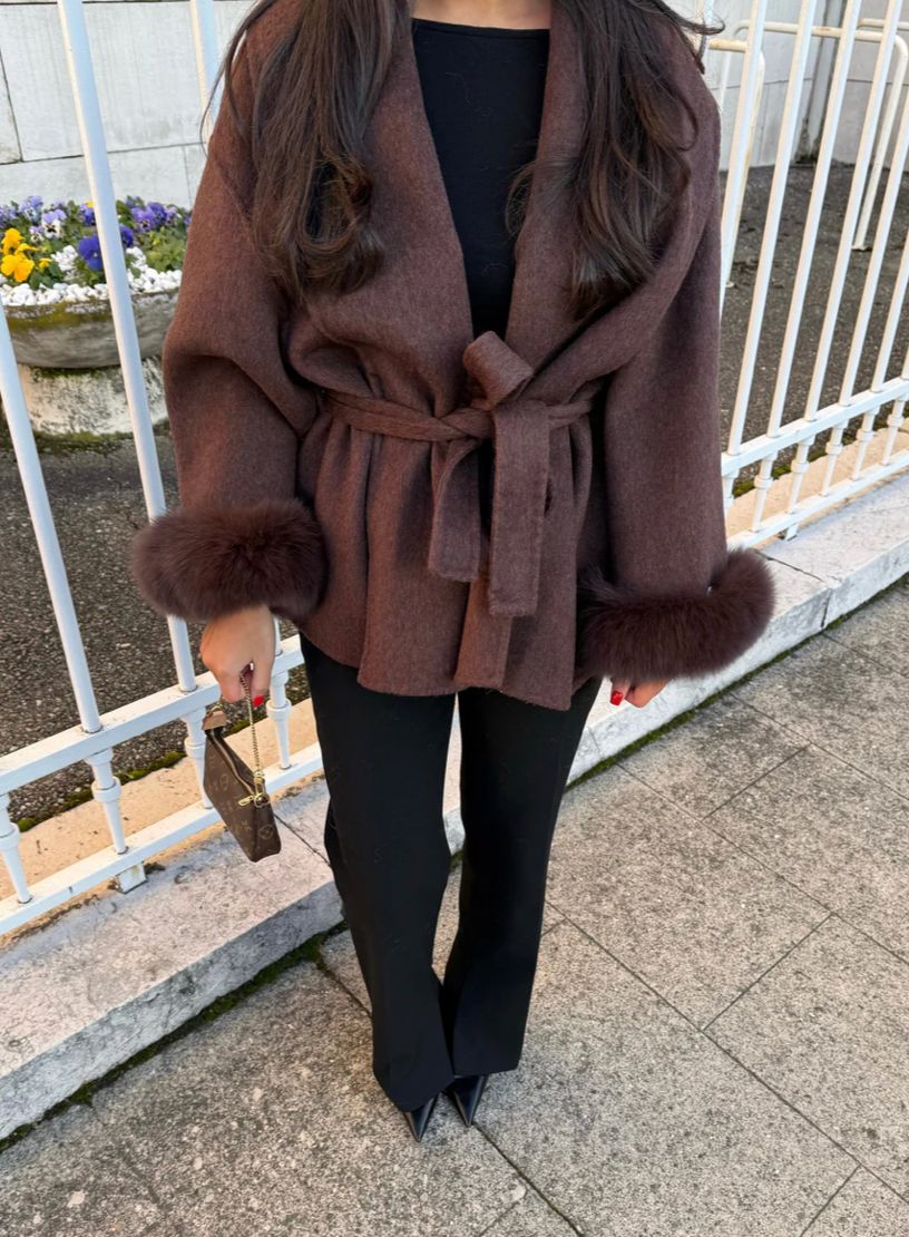 Elysée Fur‑Edged Wool Coat