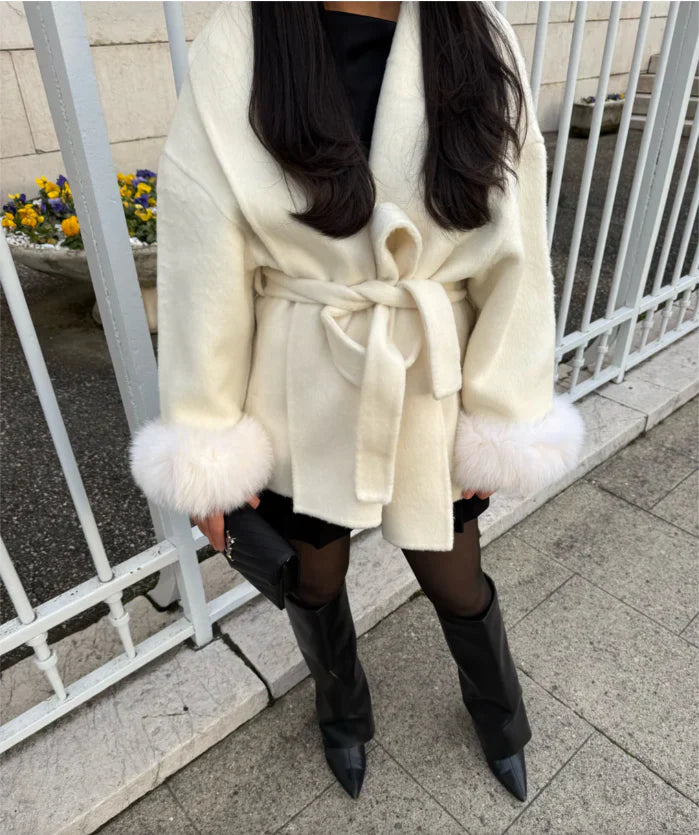 Elysée Fur‑Edged Wool Coat