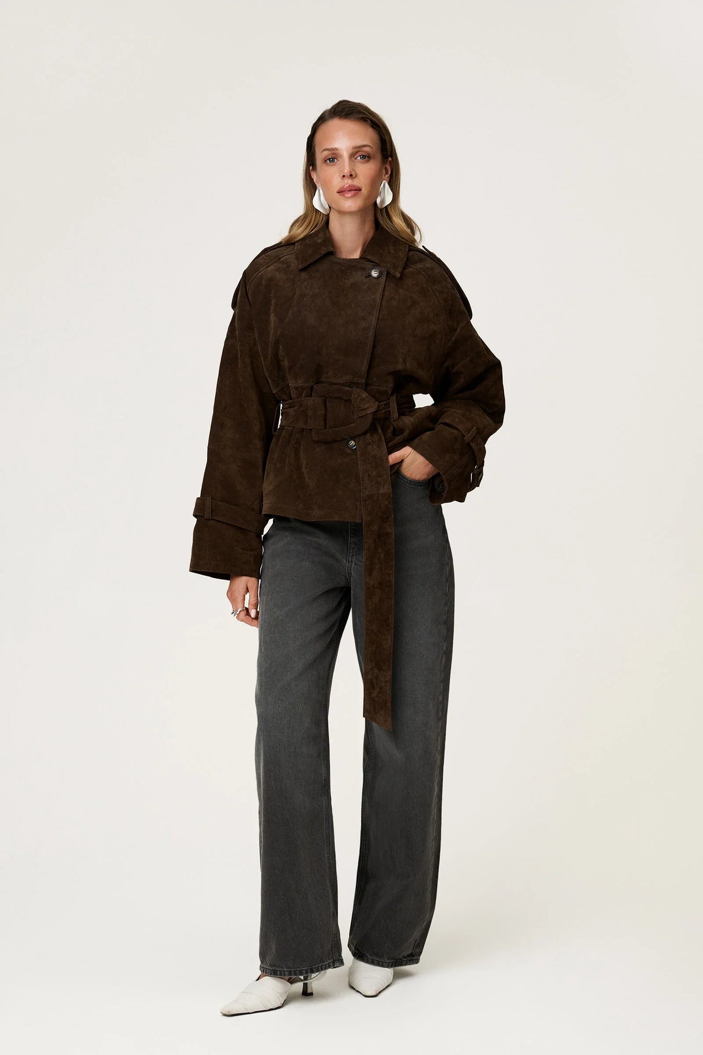 Suede Cropped Trench