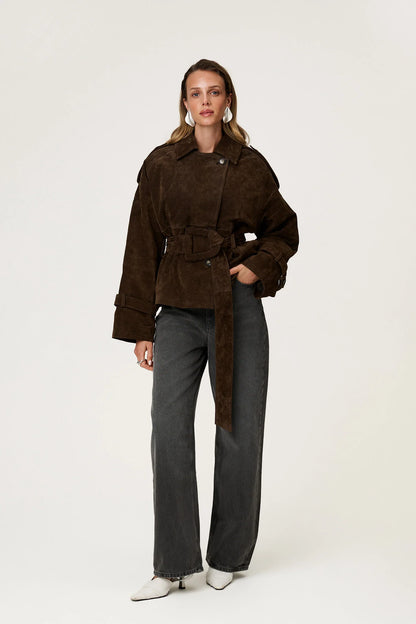 Suede Cropped Trench