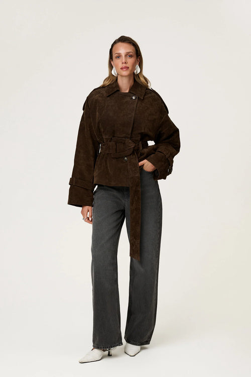 Suede Cropped Trench