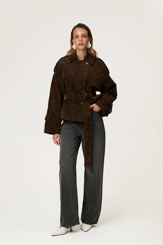 Suede Cropped Trench