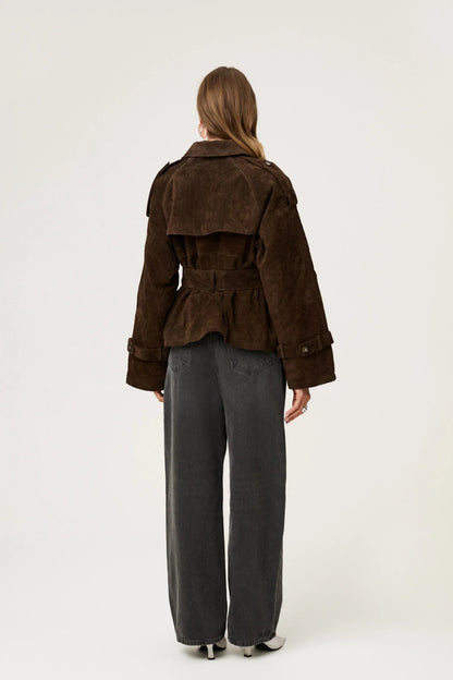 Suede Cropped Trench
