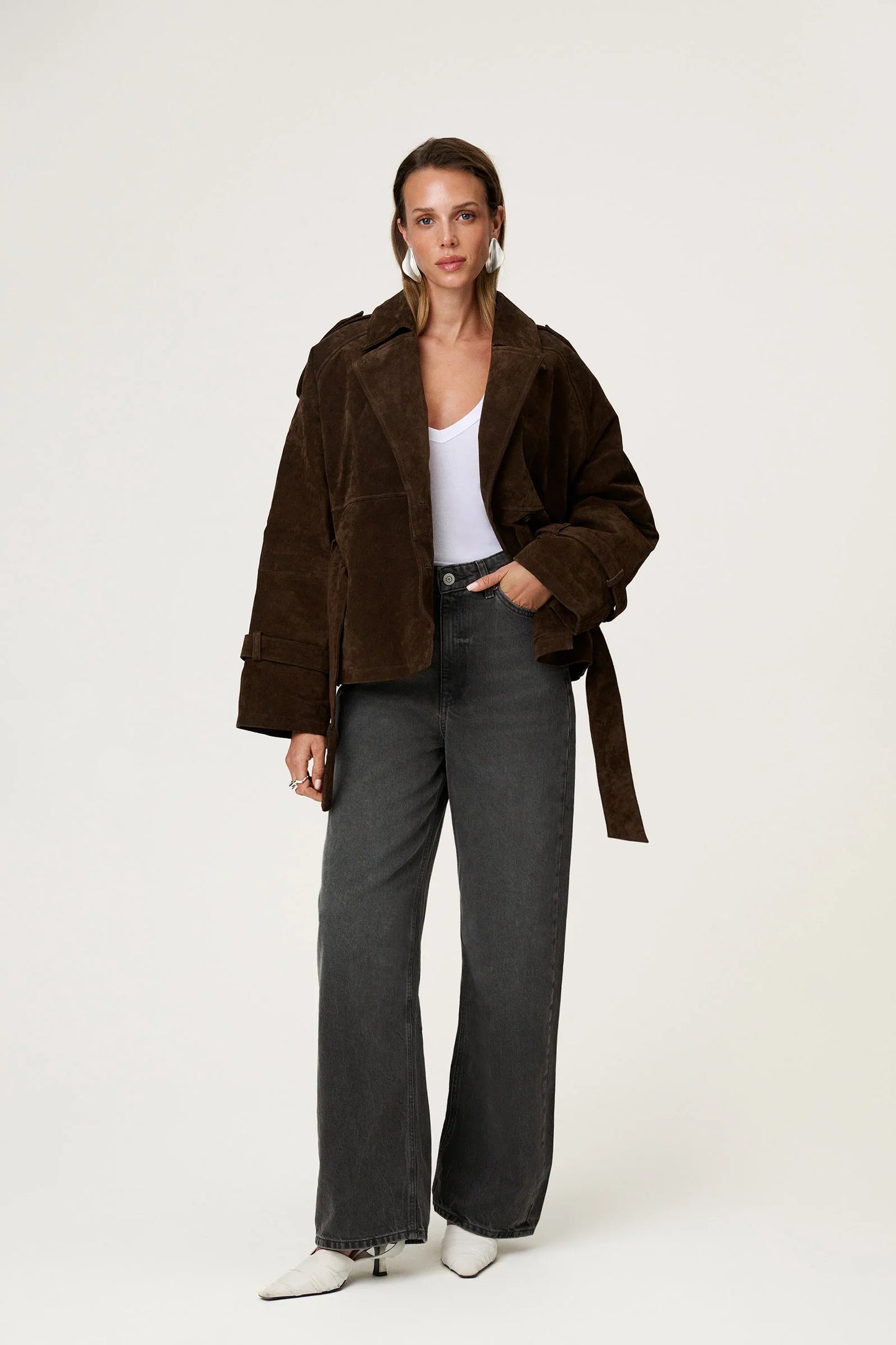 Suede Cropped Trench