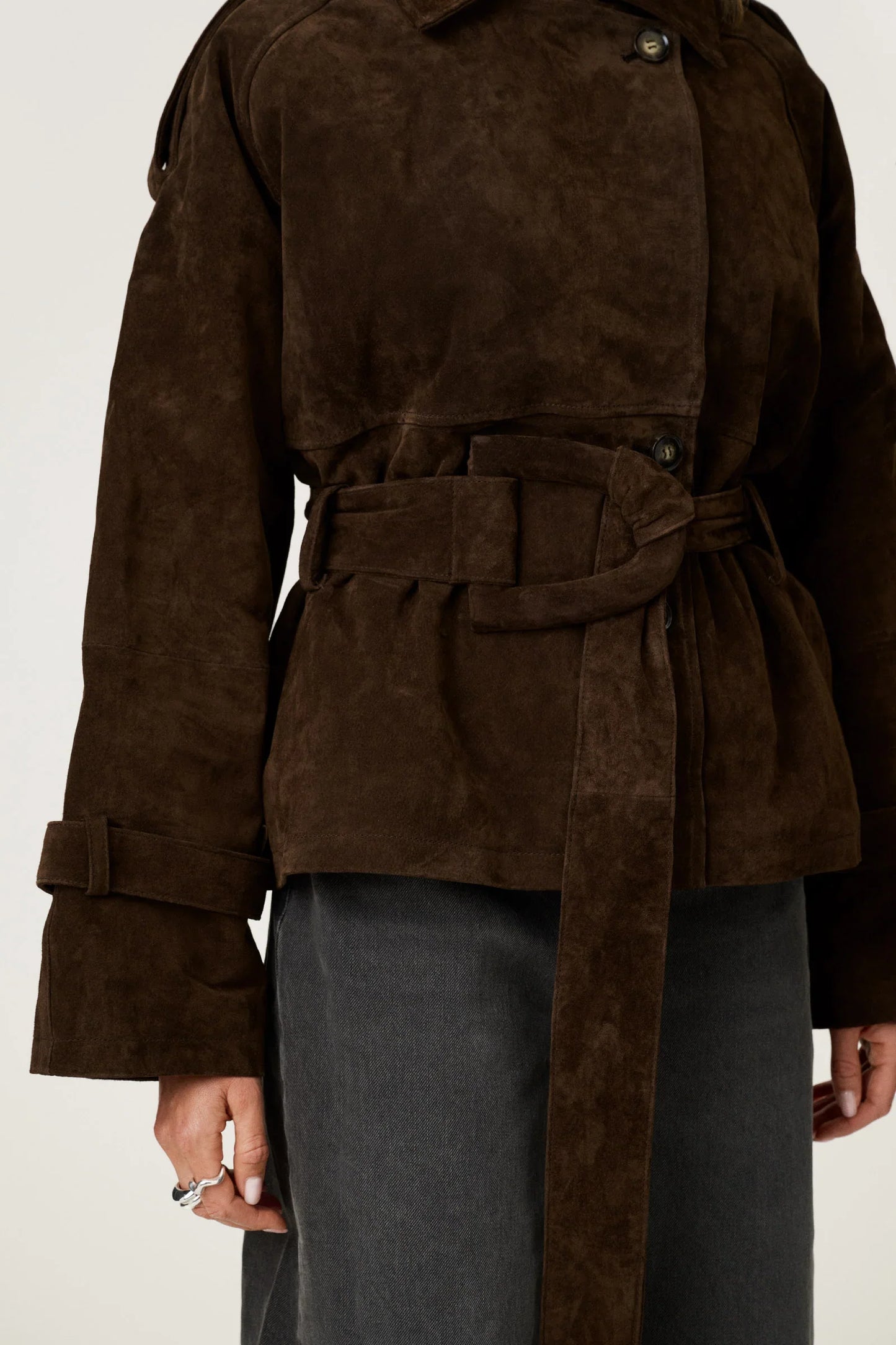 Suede Cropped Trench