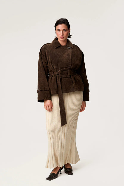 Suede Cropped Trench