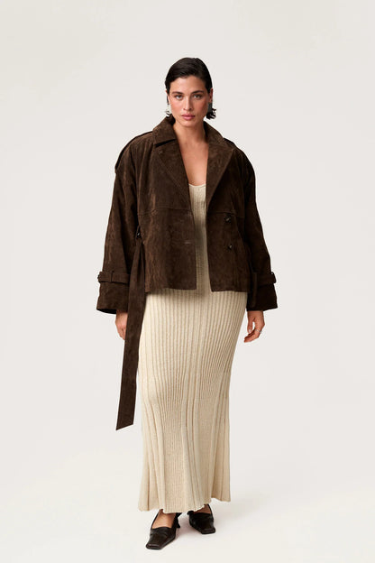 Suede Cropped Trench