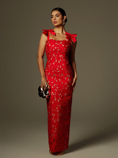 Bow Floral Maxi Dress