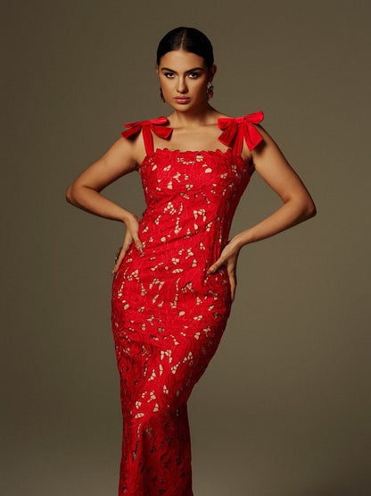 Bow Floral Maxi Dress