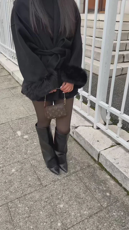 Elysée Fur‑Edged Wool Coat
