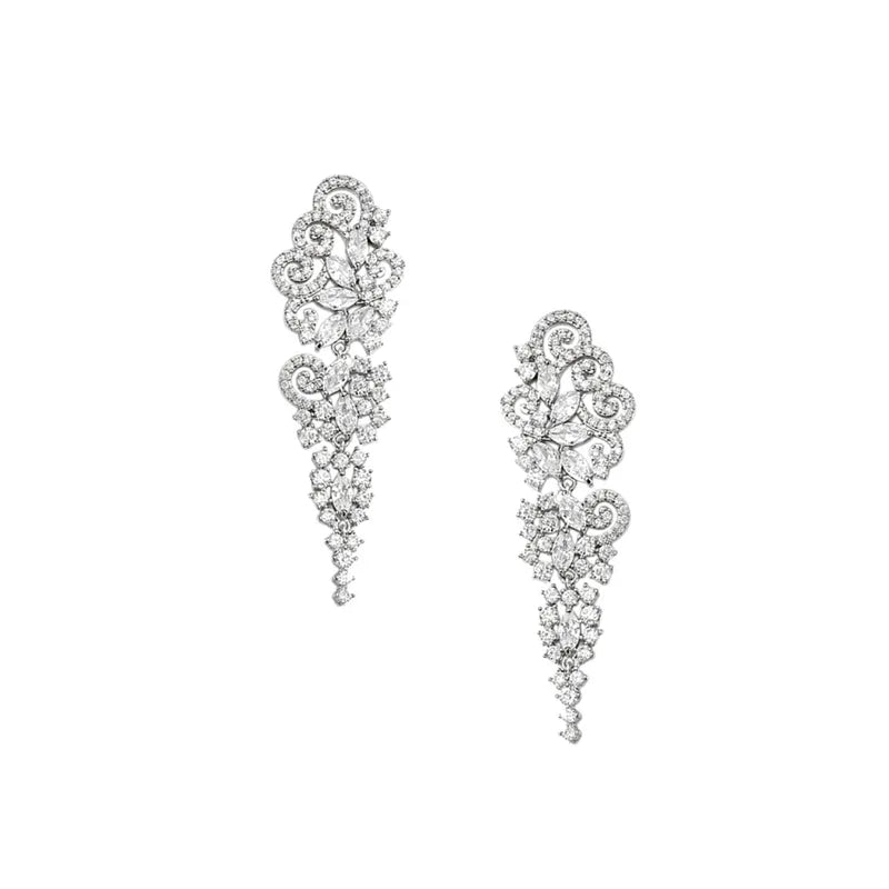 Exquisite zirconia earrings with a swirl design