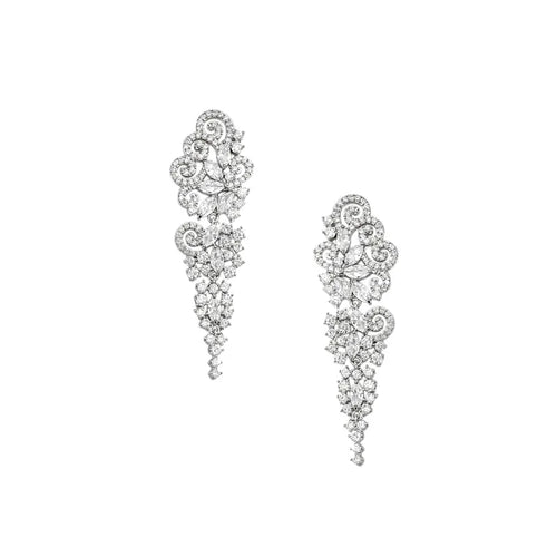 Exquisite zirconia earrings with a swirl design