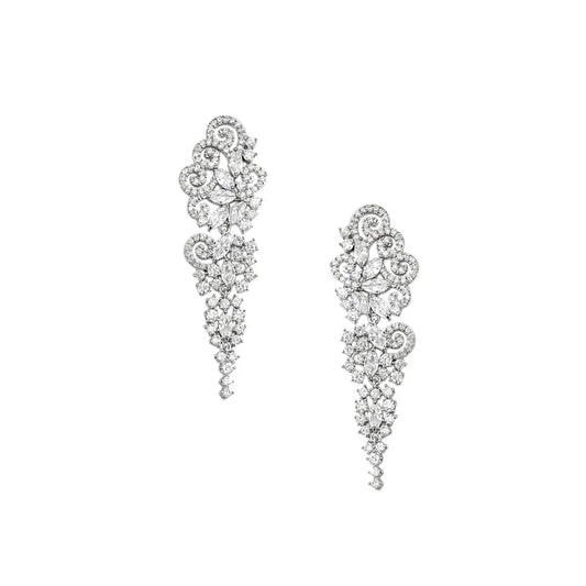 Exquisite zirconia earrings with a swirl design