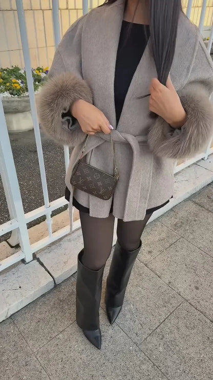 Elysée Fur‑Edged Wool Coat