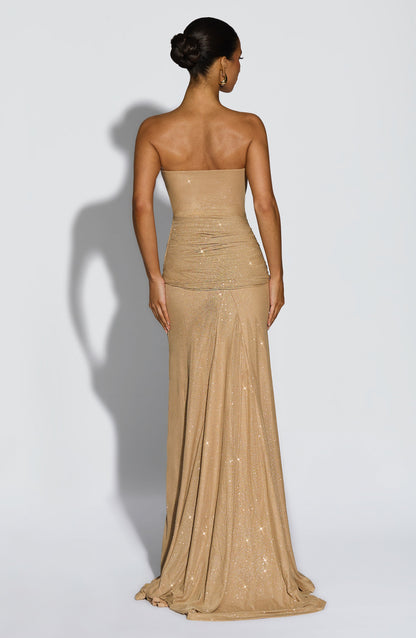 Isabella Maxi Dress - Gold Sparkle