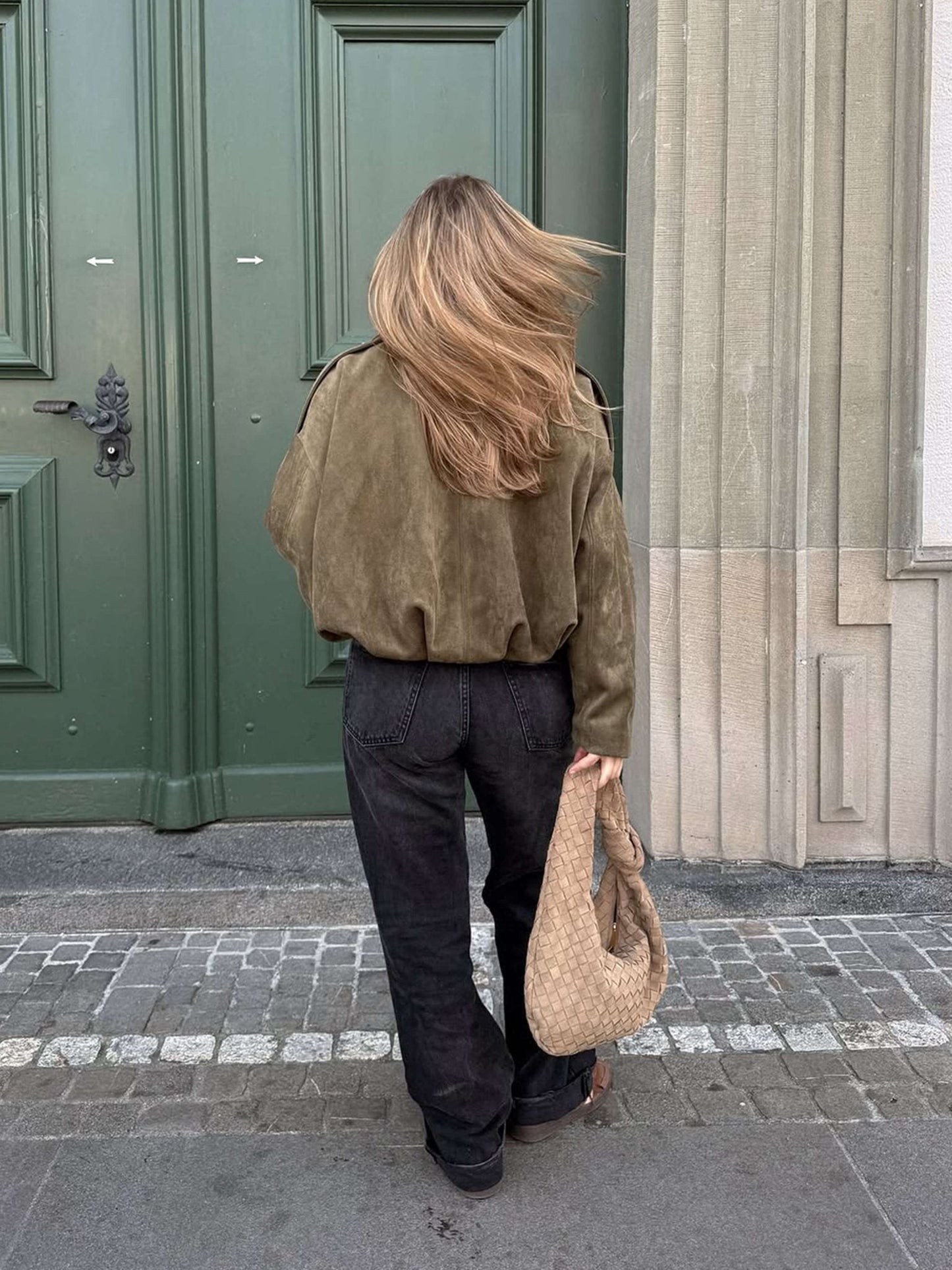 Alia Suede Bomber Jacket
