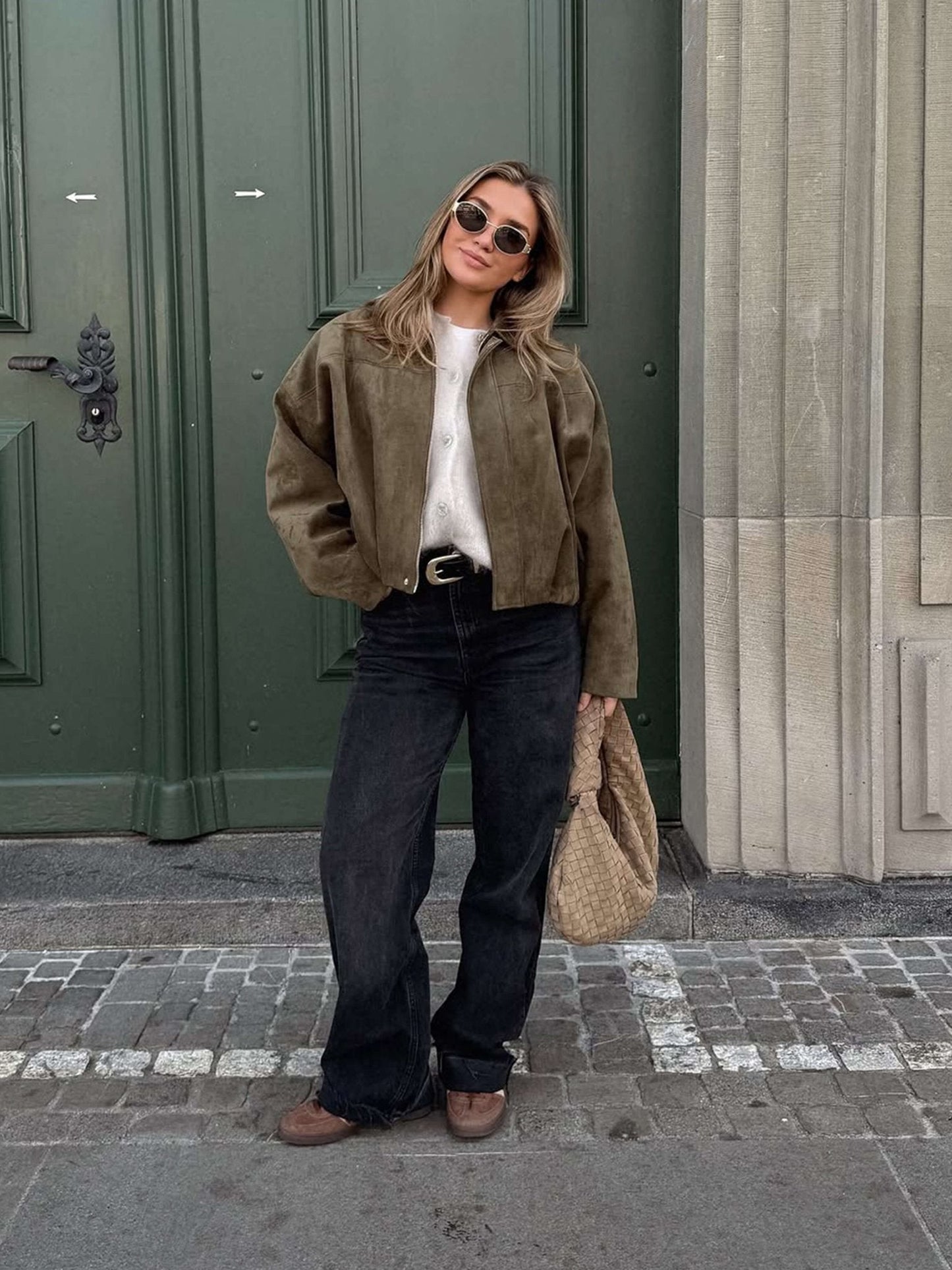 Alia Suede Bomber Jacket