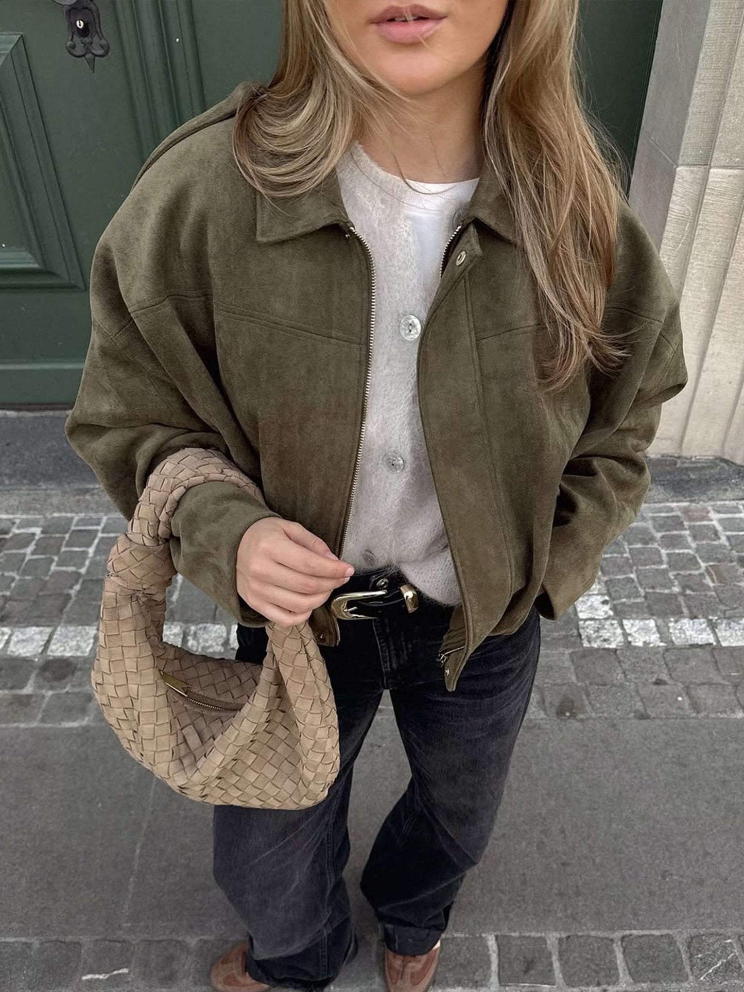 Alia Suede Bomber Jacket