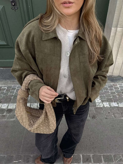 Alia Suede Bomber Jacket