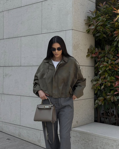 Alia Suede Bomber Jacket