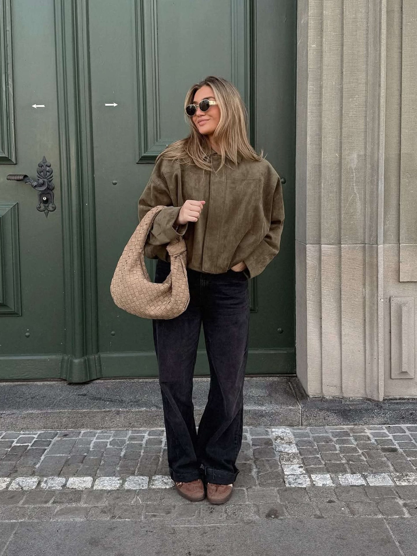 Alia Suede Bomber Jacket