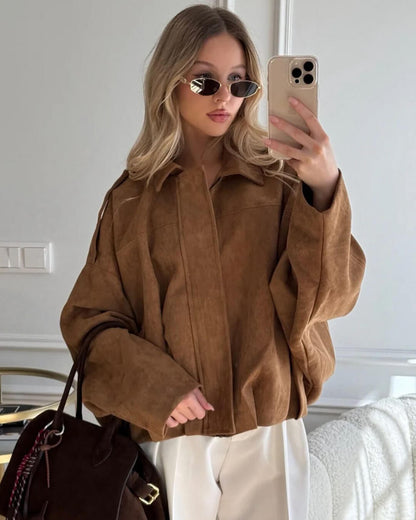 Alia Suede Bomber Jacket