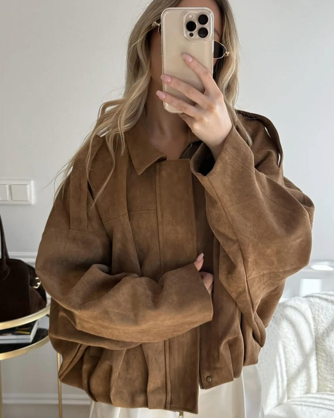 Alia Suede Bomber Jacket