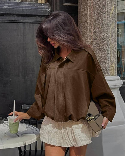 Alia Suede Bomber Jacket