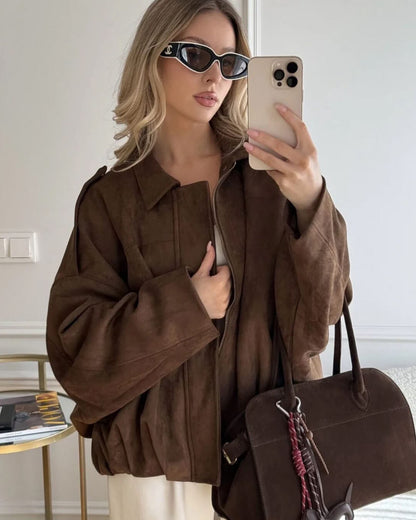 Alia Suede Bomber Jacket
