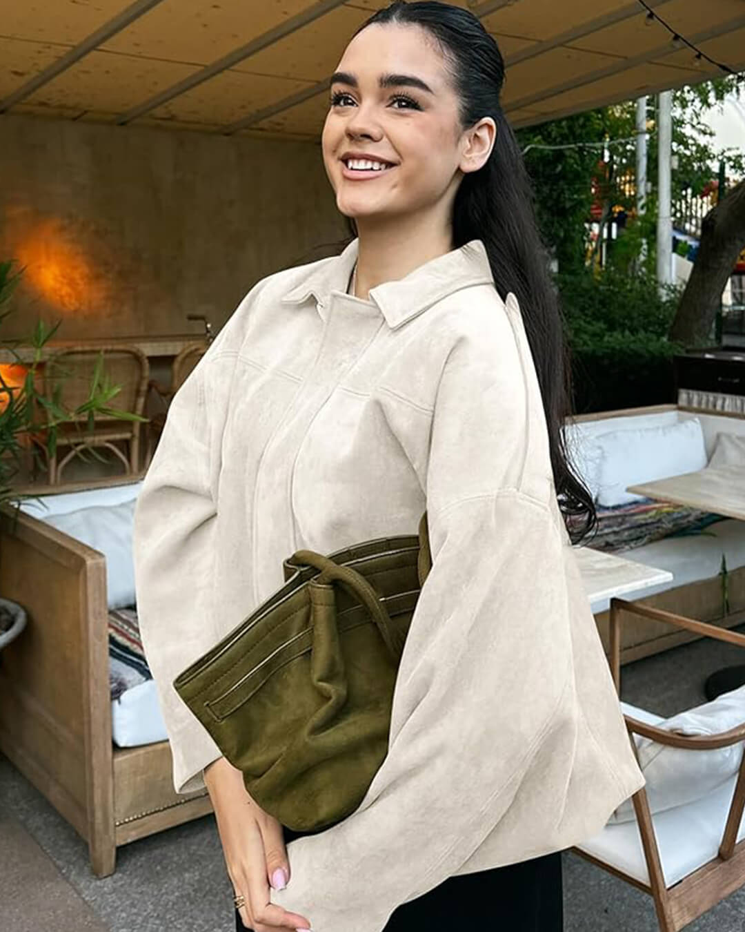 Alia Suede Bomber Jacket