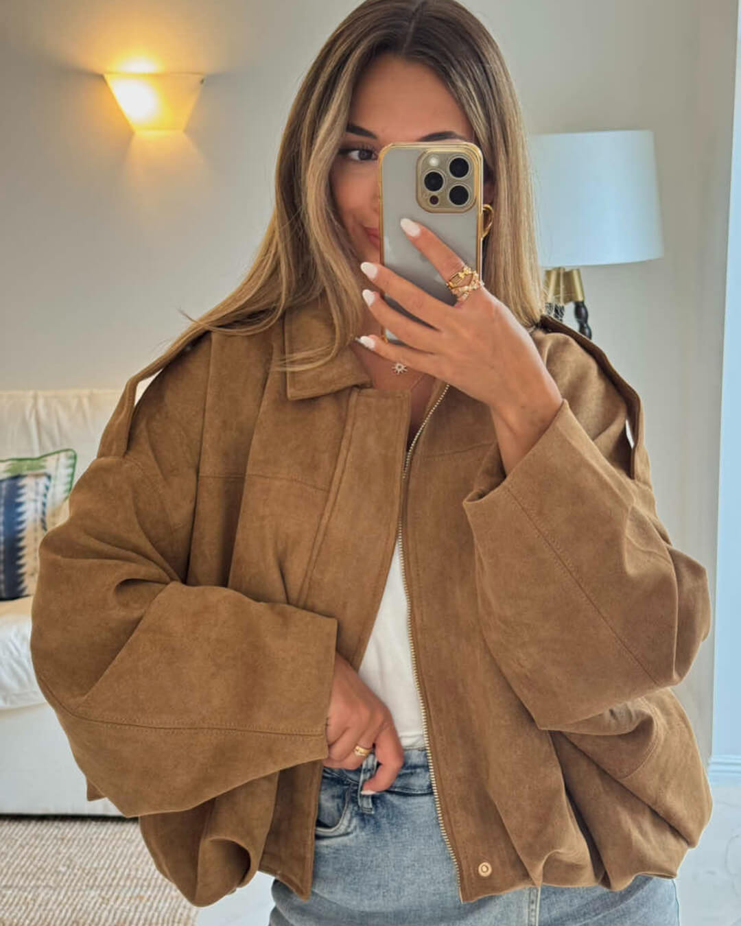 Alia Suede Bomber Jacket