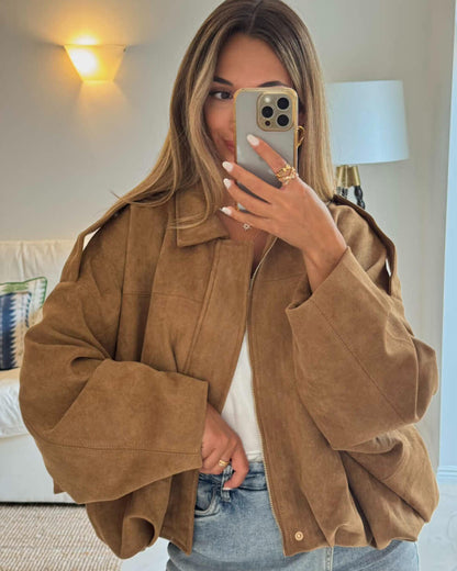 Alia Suede Bomber Jacket