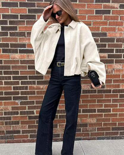 Alia Suede Bomber Jacket