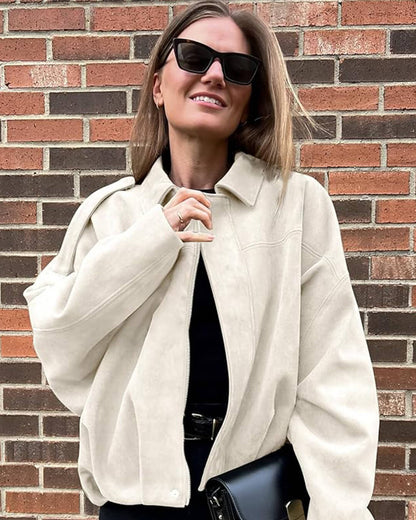 Alia Suede Bomber Jacket
