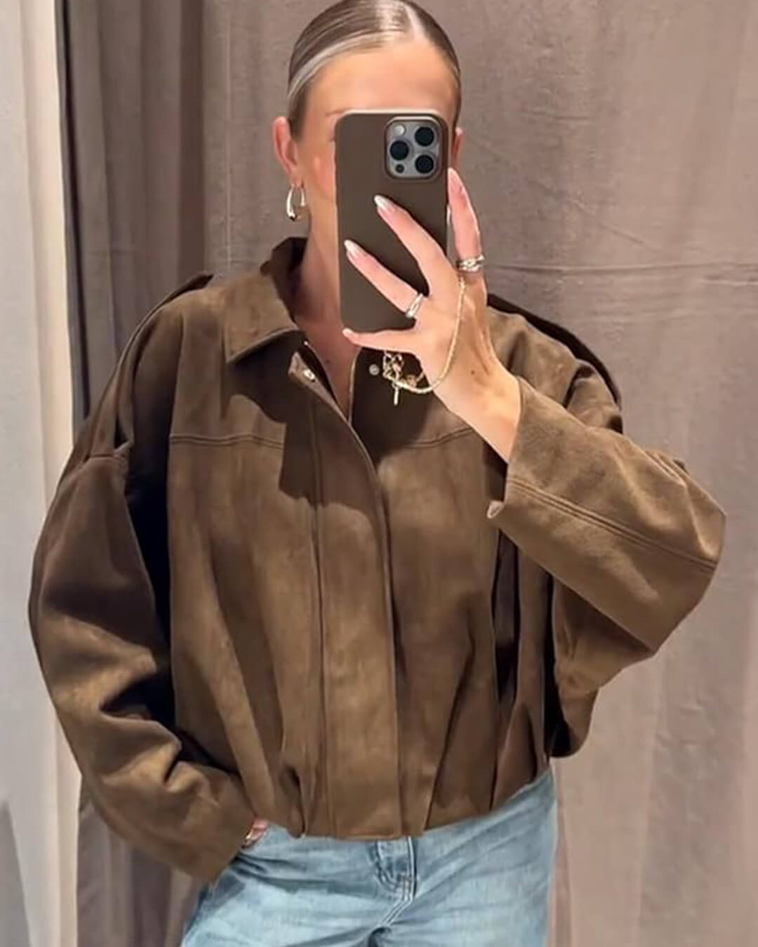 Alia Suede Bomber Jacket