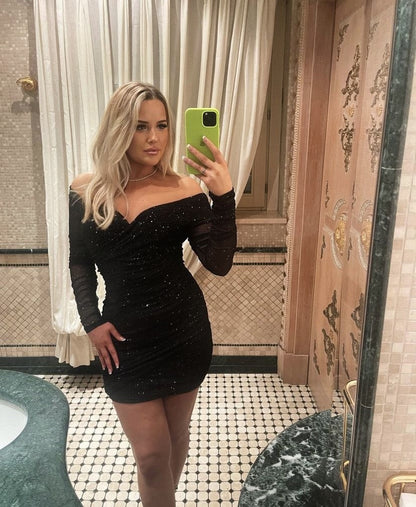 Noir Radiance Sparkle Mini Dress