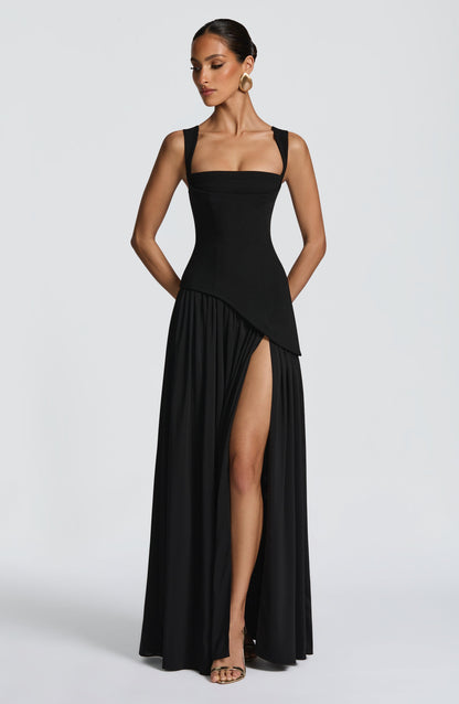 Olive Elegance Maxi Gown